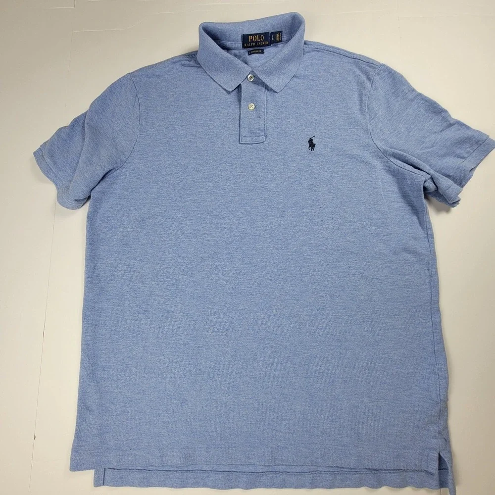 Polo Ralph Lauren Polo Shirt Men's Large Blue Short Sleeve Cotton Classic Casual